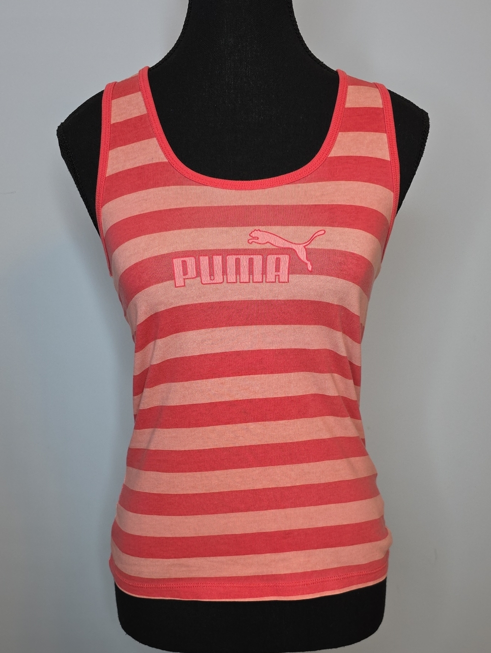 Puma Coral and Light Pink Striped Tank Top